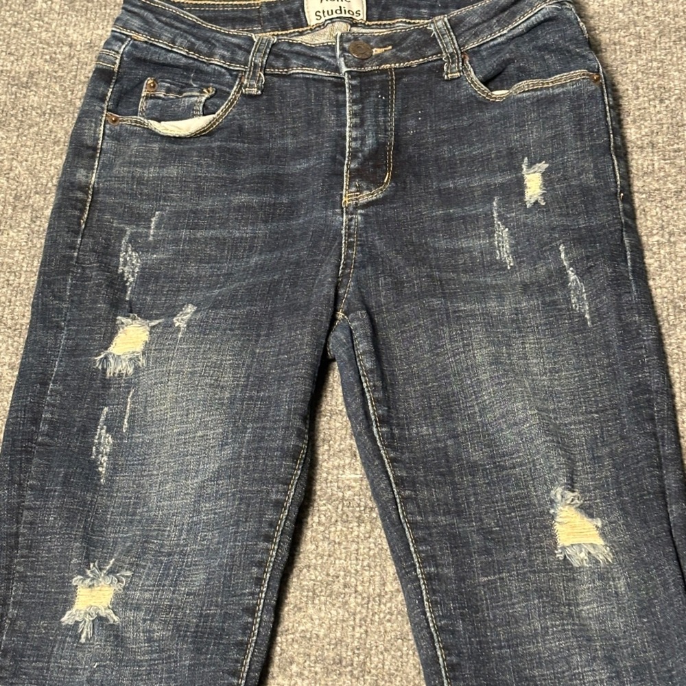 Acne Studios Tram Lt  Women's  size 24 distressed  Slim Jeans Dark Wash Blue - Picture 7 of 16
